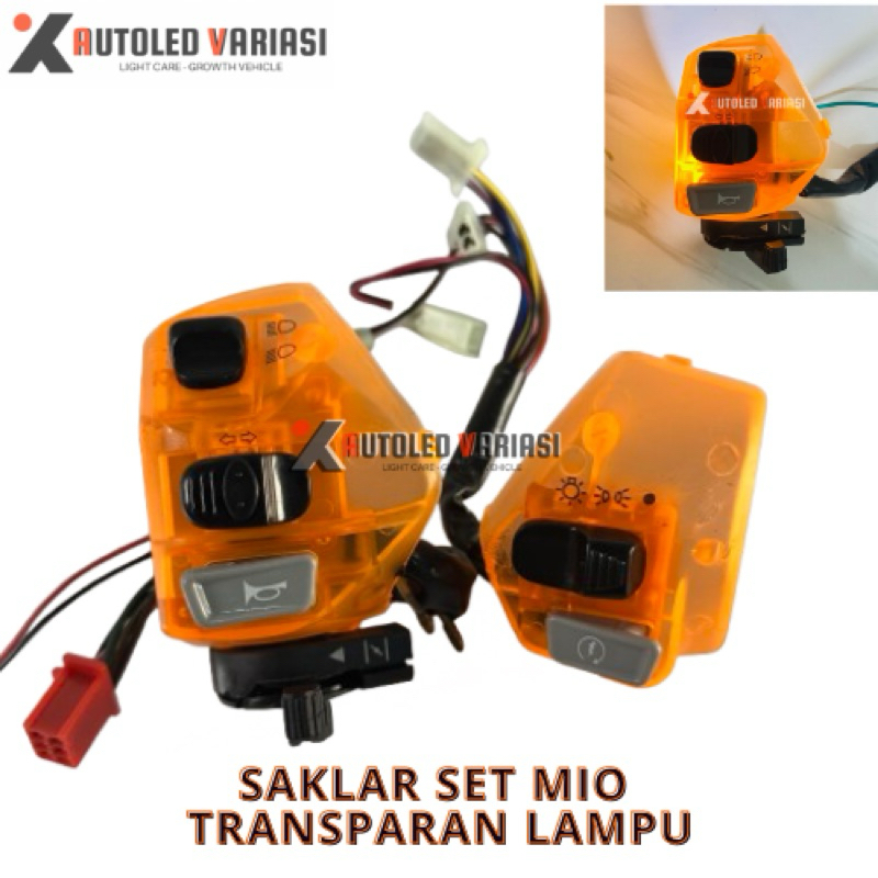 Saklar Set Mio Kiri Kanan Transparan Lampu Mika Oren Saklar set Mio/Mio J/Mio Smile/Mio Sporty