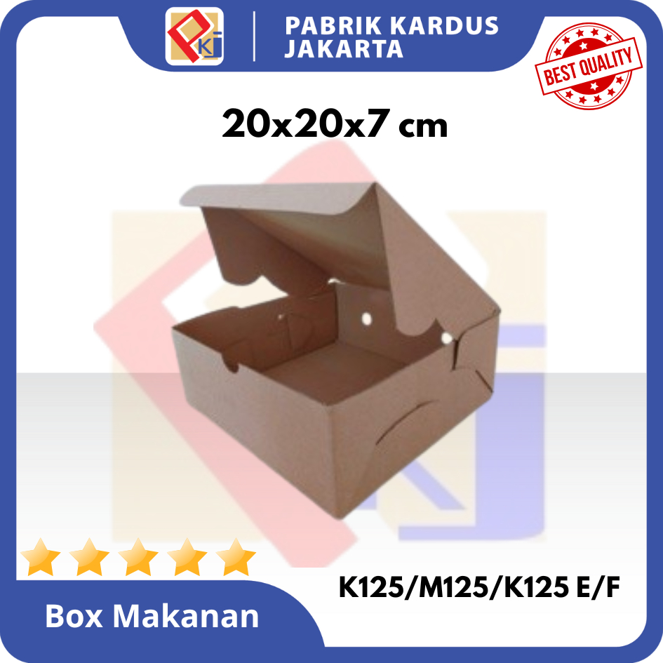 

Kardus Karton Box, Dus Makanan, Kue, Roti, 20x20x7cm coklat Polos warna coklat (harga paket 10Pcs)