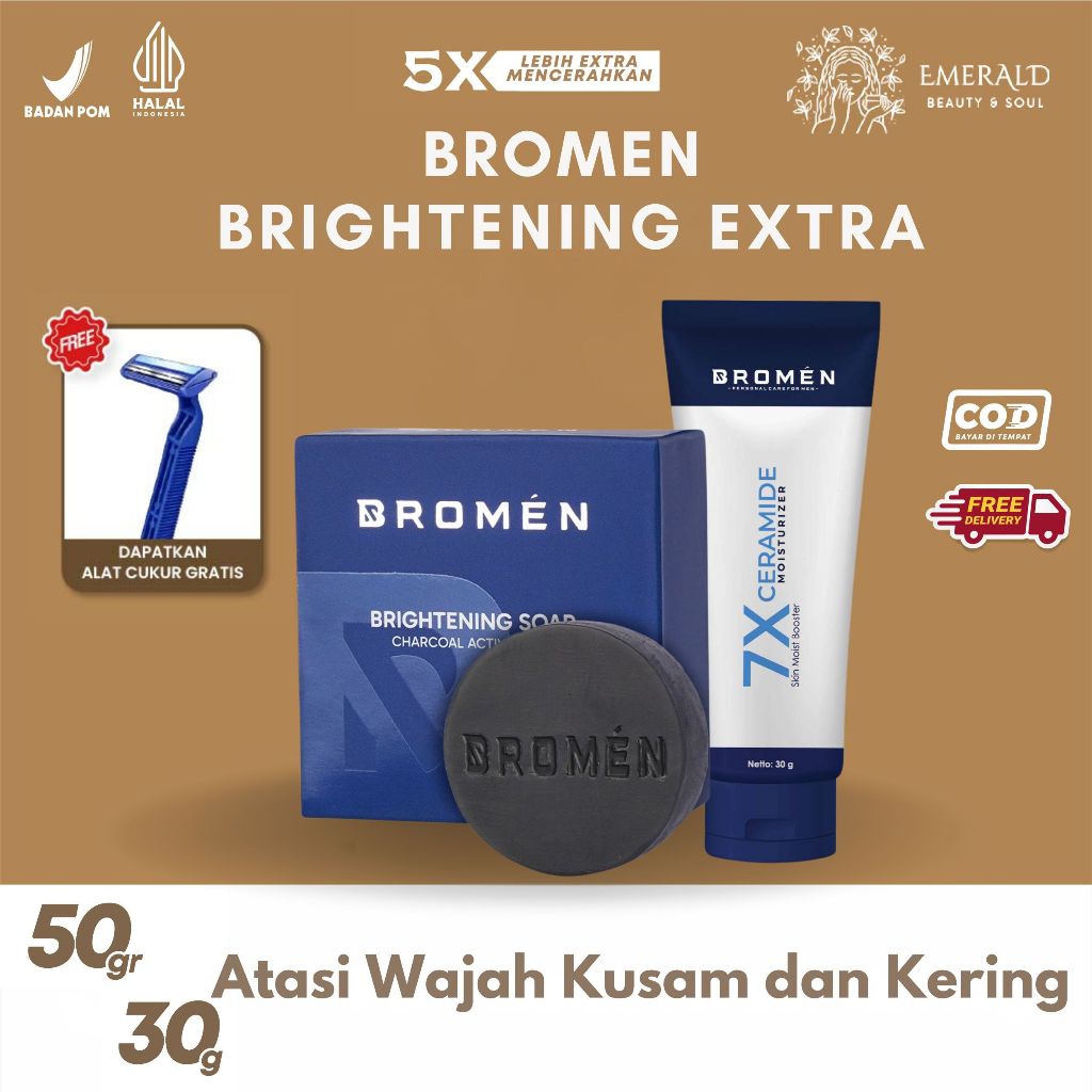 BROMEN BRIGHTENING EXTRA - Skincare Pencerah Wajah Kusam dan Atasi Wajah Kering Pria