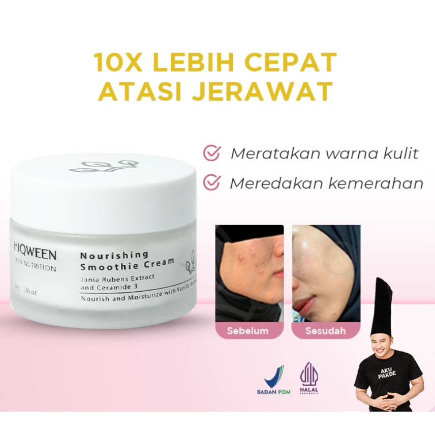 Nourishing Smoothie Cream Hiqween - Moisturizer Mencerahkan Wajah | Melembabkan | Mengatasi Jerawat