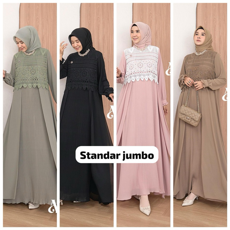 Afiyah Dress/ Gamis  MAREVI Standar Jumbo Premium Original Simple Cantik / Butik Aceh Setiabudi