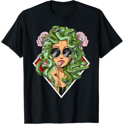 Baju Kaos Distro Medusa Hippie Psychedelic Snakes Greek Mythology Women T-Shirt