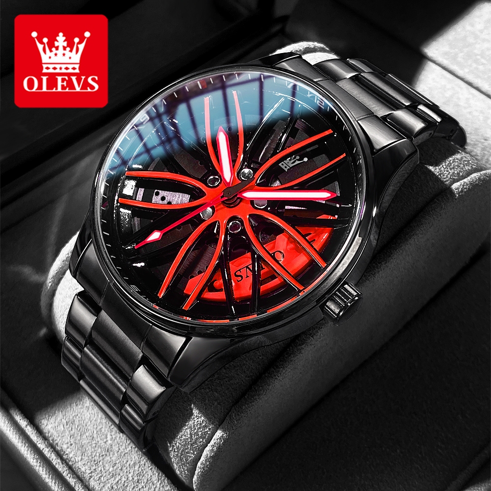 OLEVS Jam Tangan Pria  Anti Air Original 2026 Terbaru Luminous Rotating Fashion Unik Multifungsi Kun