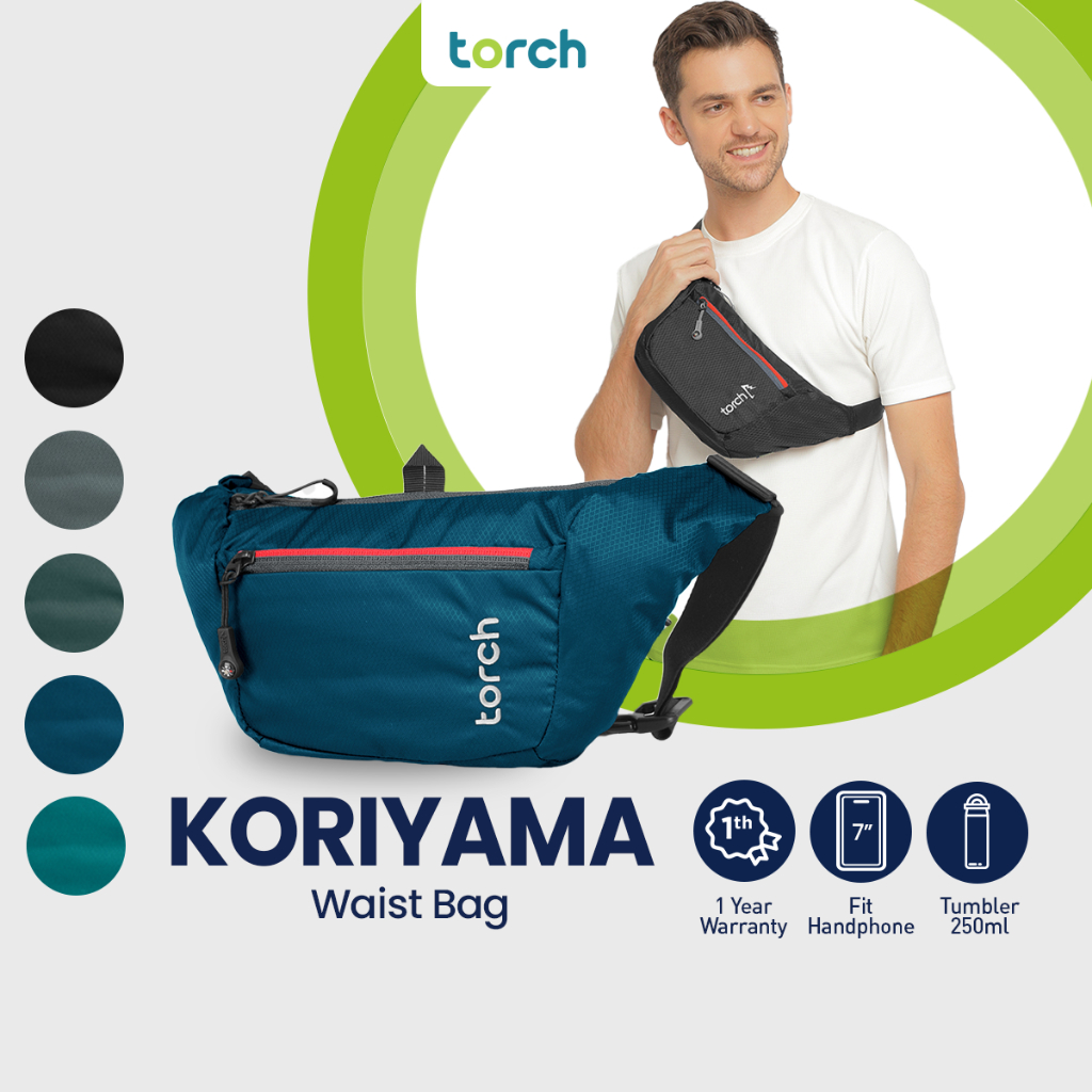 TORCH Koriyama Tas Pinggang Selempang Konser Ringan Anti Air Pria Wanita - Waistbag Sling bag Waterp