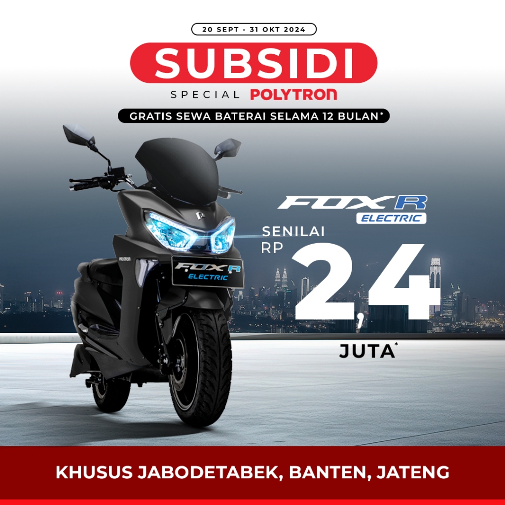 Polytron Fox R Electric Sepeda Motor Listrik - OTR Jabodetabek - Banten - Jawa Tengah