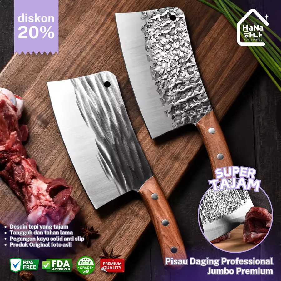 Pisau Daging Professional Jumbo Premium - Chef Knife Golok Daging - Pisau Koki Baja Super Tajam