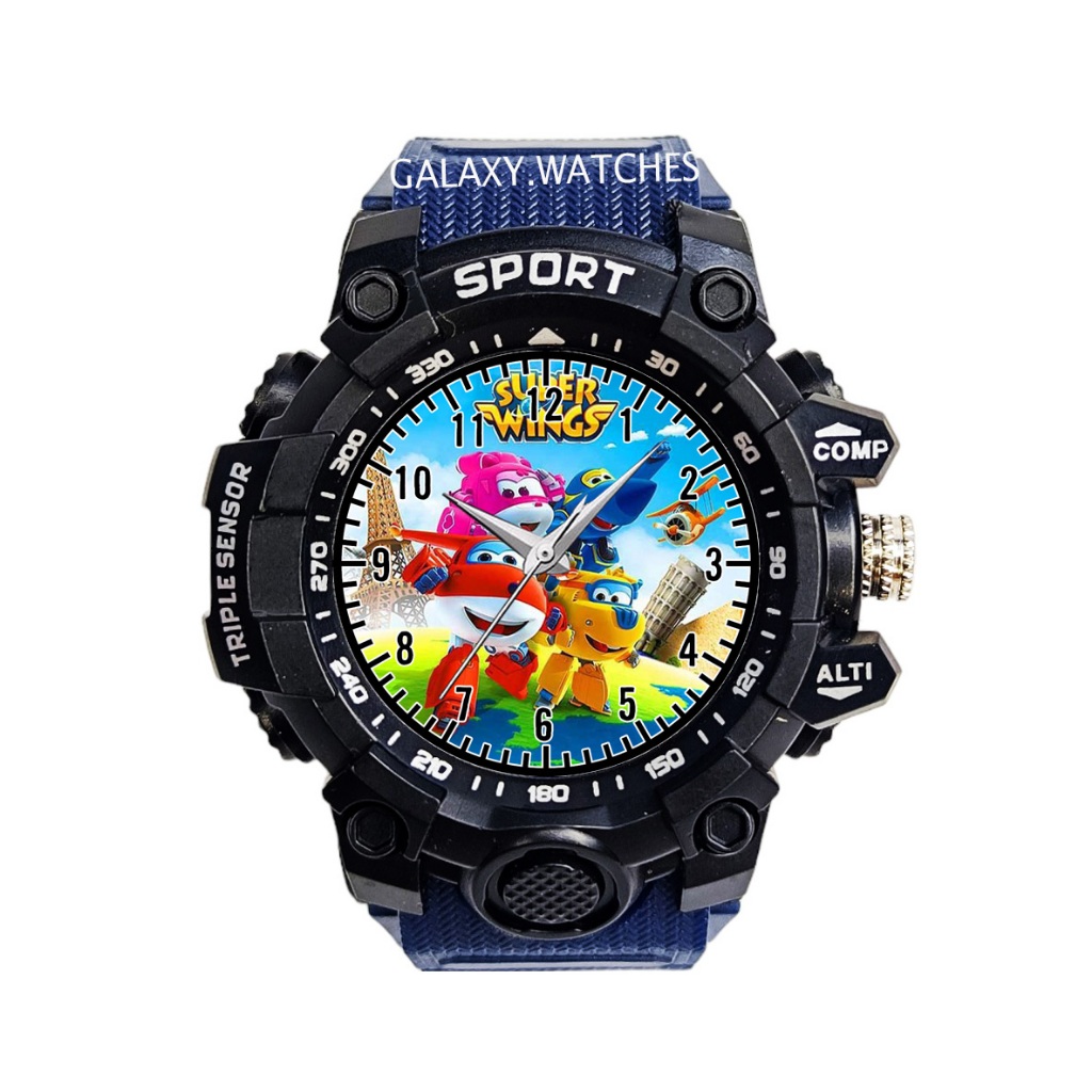 Jam Tangan Anak Sport Biru Anti Air Karakter Super Wings