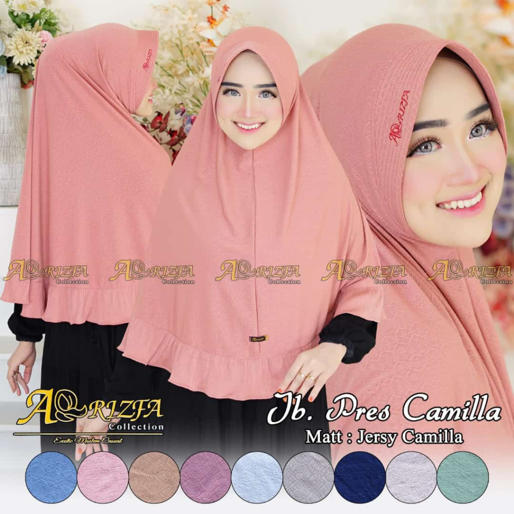 Hijab Jilbab Khimar Instan Ped Jumbo Press Camilla Jersey Motif Camilla
