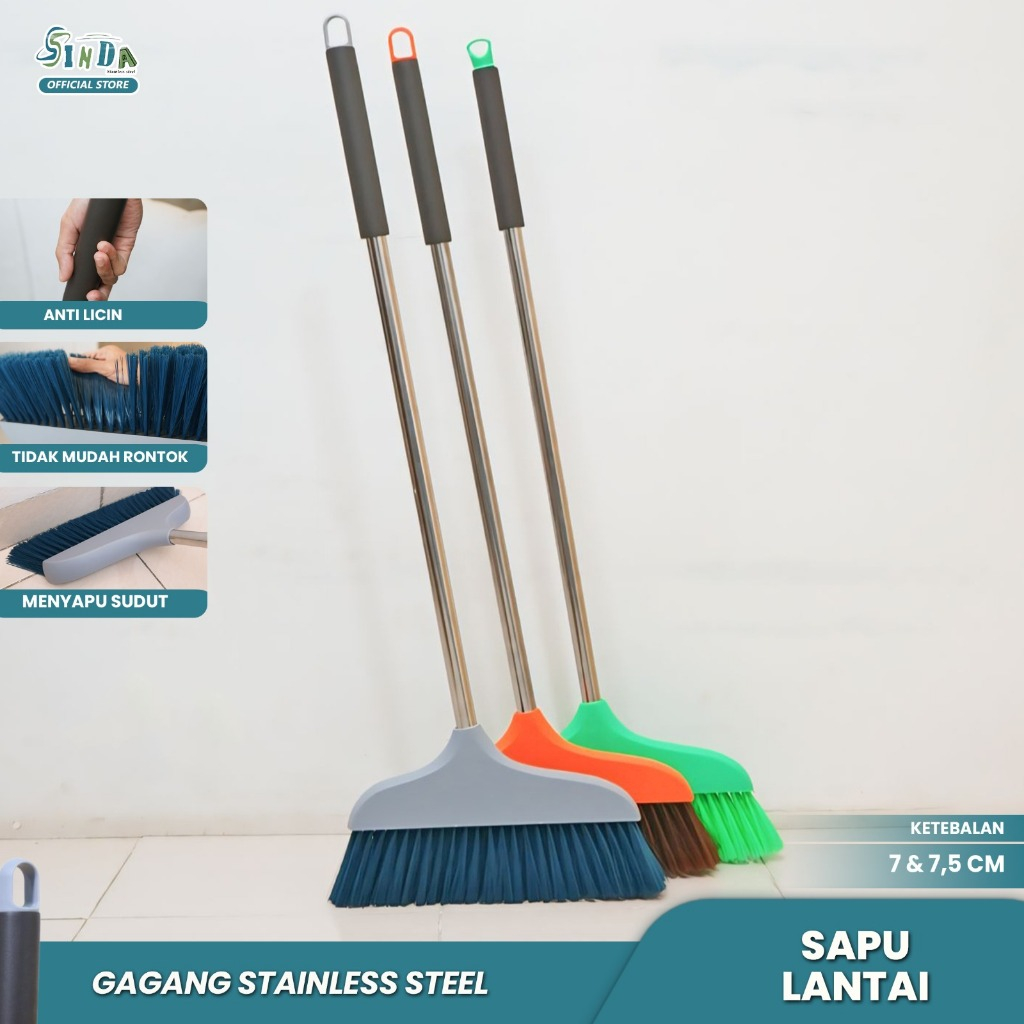Sinda Sapu Lantai / Sapu Nylon / Sapu Dragon Sakura / Sapu Kipas Gagang Stainless