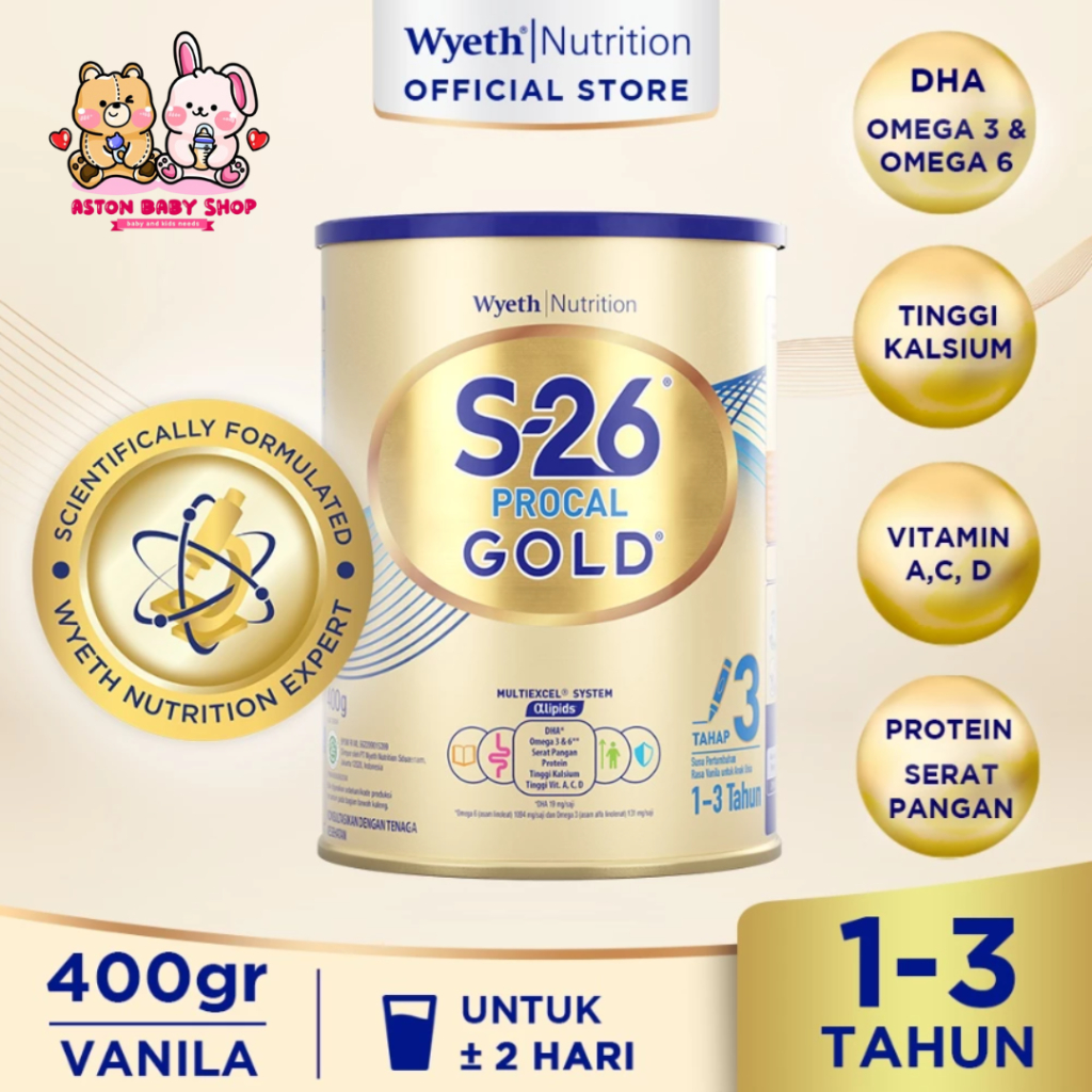 S-26 Procal GOLD Tahap 3 Vanila Susu Pertumbuhan Anak Usia 1-3 Tahun 400 gr/900 gr/1600 gr S26