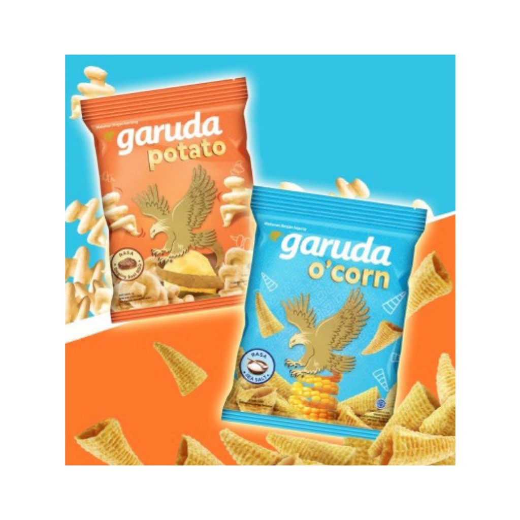 

Garuda Crunchy Potato Daging Sapi / O'Corn 1 Dus isi 60pcs x 14gr