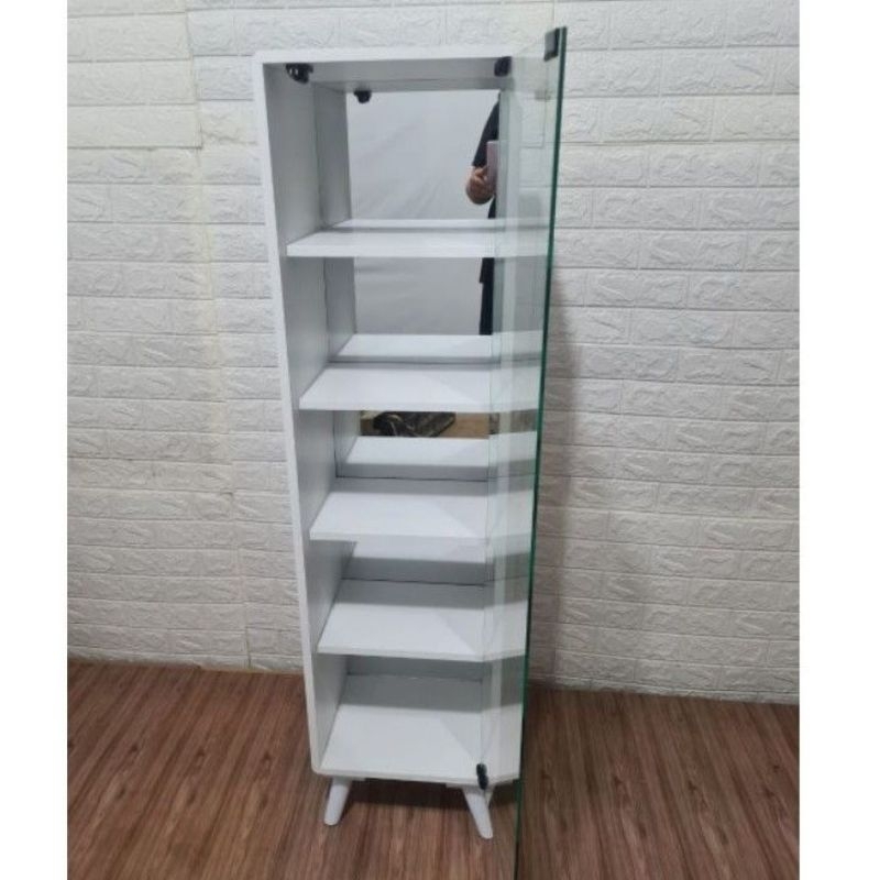 Lemari Buku Transparan Rak Buku Serbaguna Lemari Buku Aesthetic Rak Buku Kayu Kokoh Minimalis Meja R