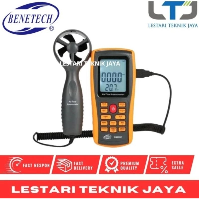Anemometer Data Logger USB Benetech GM8902 Wind Anemo Meter Tester PC