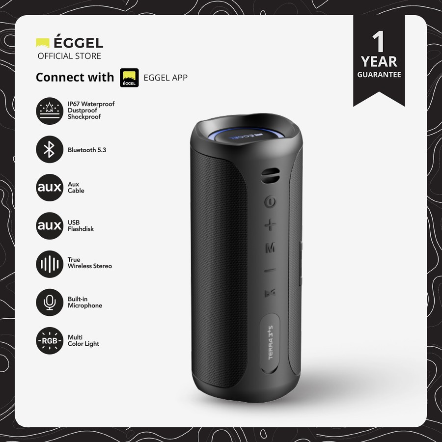 Eggel Terra 3 Plus S Waterproof Bluetooth Speaker with RGB Light