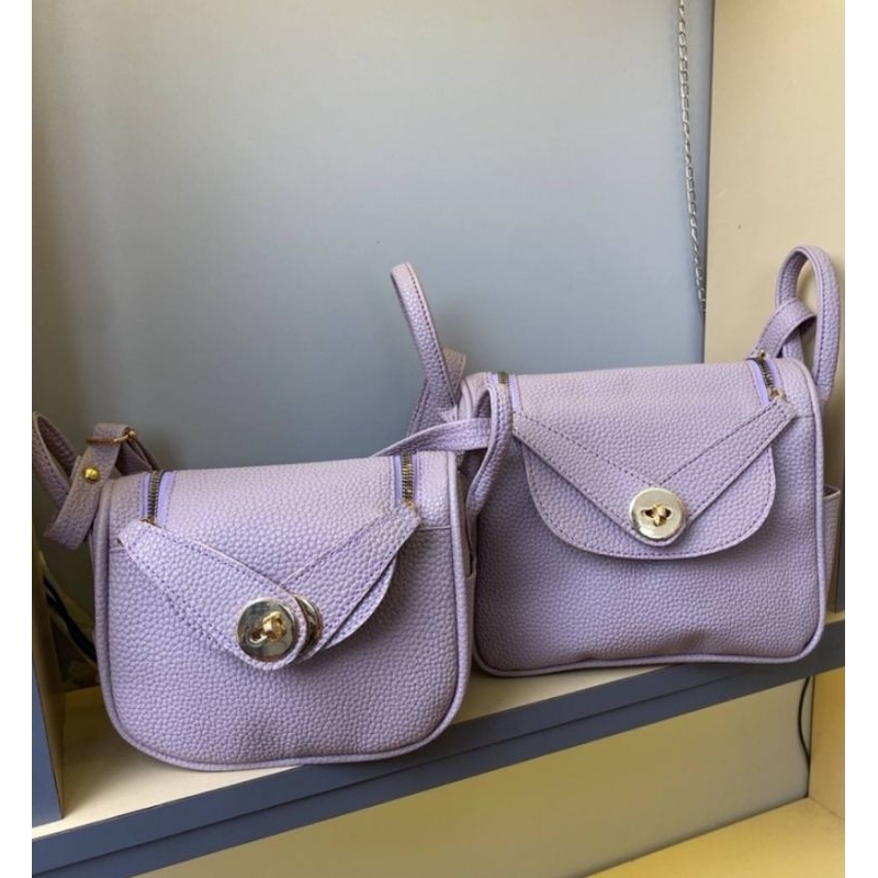NEW SALE BANTING HARGA PROMO andari tas sashimi Lindy lindoy medium kulit jeruk Lilac ungu pastel sl