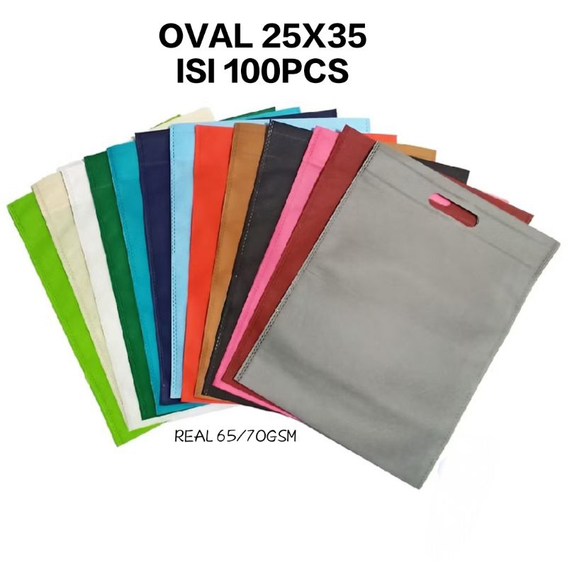 

• ISI 100 PCS •Tas Googdiebag Oval Pres Undangan 25x35 kain spunbond