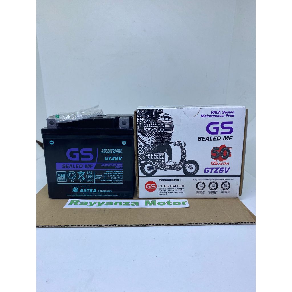 Aki GTZ6V GS Aki Motor Kering Vario 125/150, Satria FU, Nmax, Pcx Original GS Astra