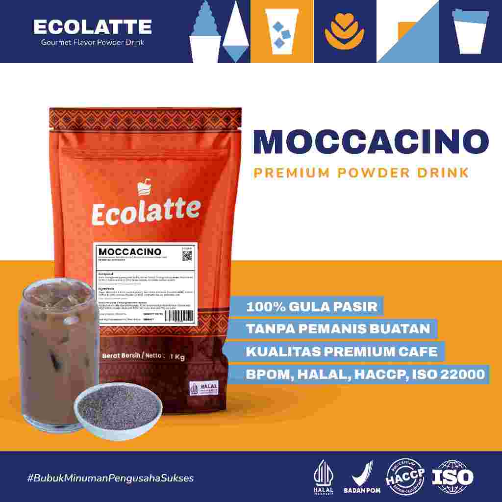 

ECOLATTE MOCCACINO BUBUK MINUMAN 1KG PREMIUM POWDER DRINK ENAK RASA MOKA MOCCA HALAL BPOM