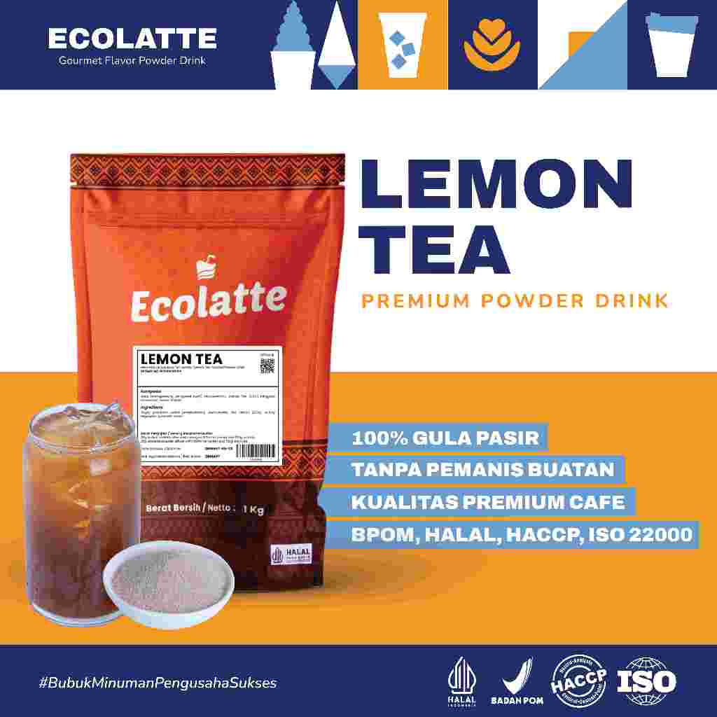 

LEMON TEA BUBUK MINUMAN ECOLATTE 1 KG PREMIUM POWDER DRINK Aneka Rasa Teh Lemon Kekinian