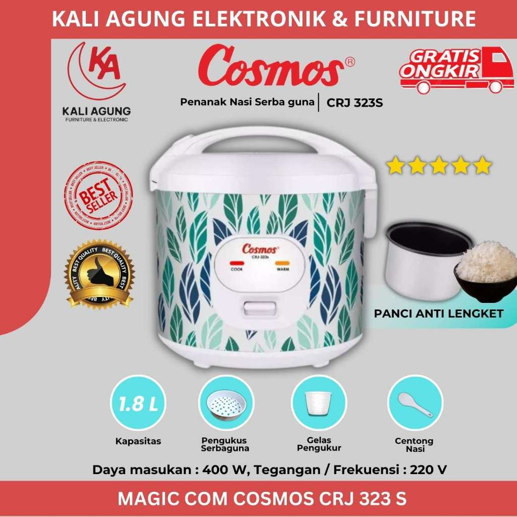 MAGIC COM COSMOS CRJ 323 S / PENANAK NASI 1.8 LITER - 2 LITER / PANCI ANTI LENGKET