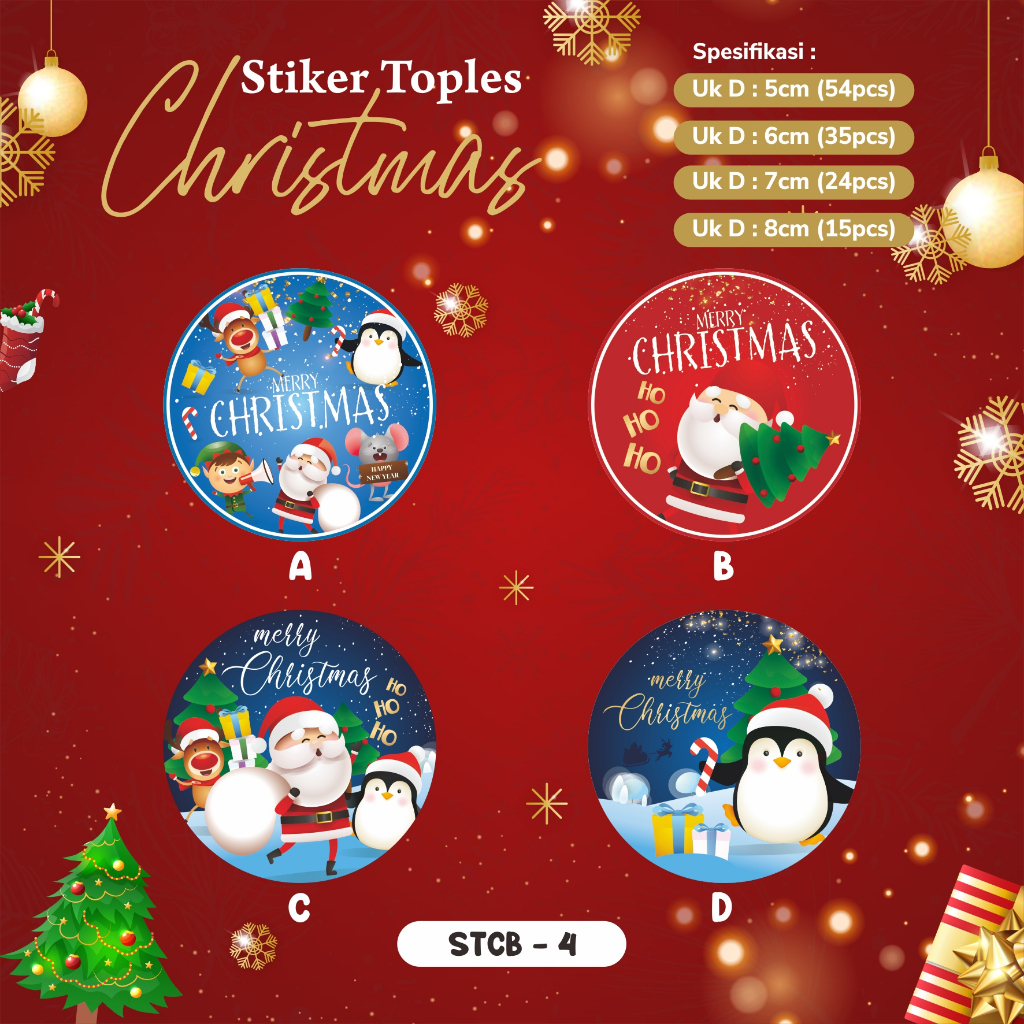 

Readystock Stiker Natal / Christmas Sticker Toples Natal Label Kue Jar Xmas