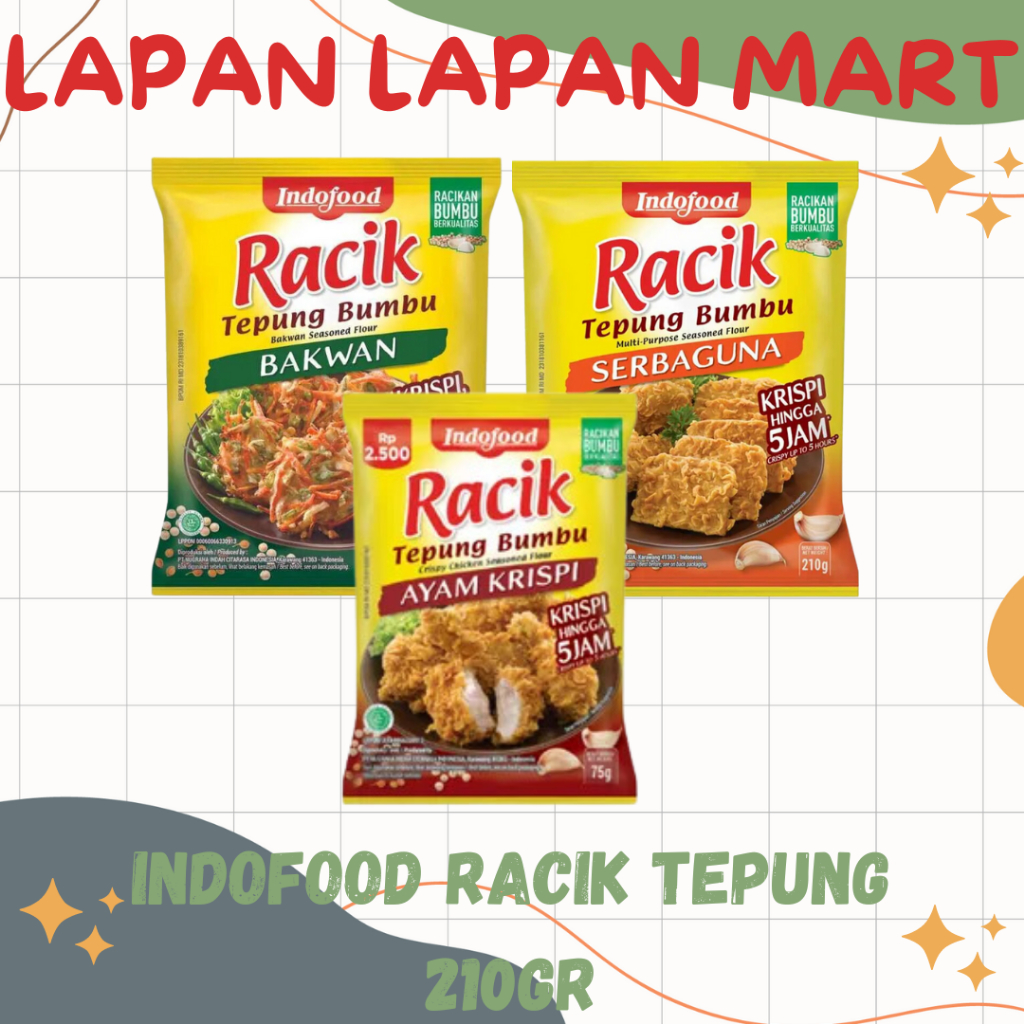 

Indofood Racik Tepung Bumbu Bakwan , Serbaguna , Ayam Krispi 210gr