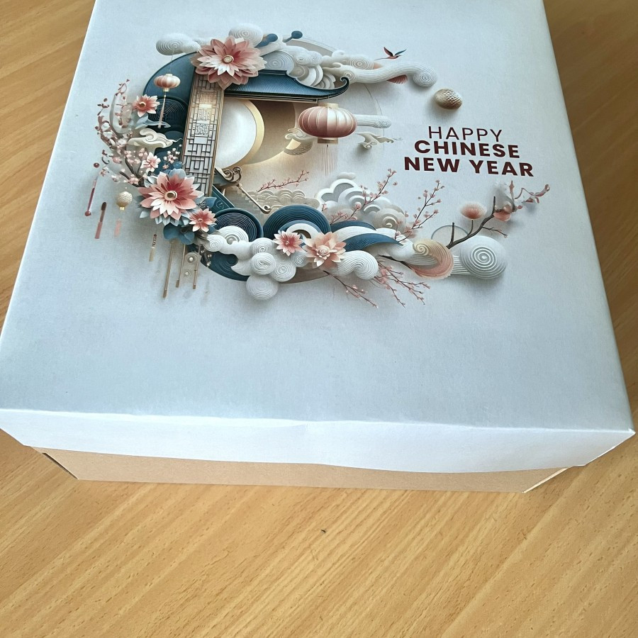 

(5 Pcs)Box Kemasan Kue China 22x22 Kotak Puding Happy Chinese New Year Dus Cake Imlek Packaging