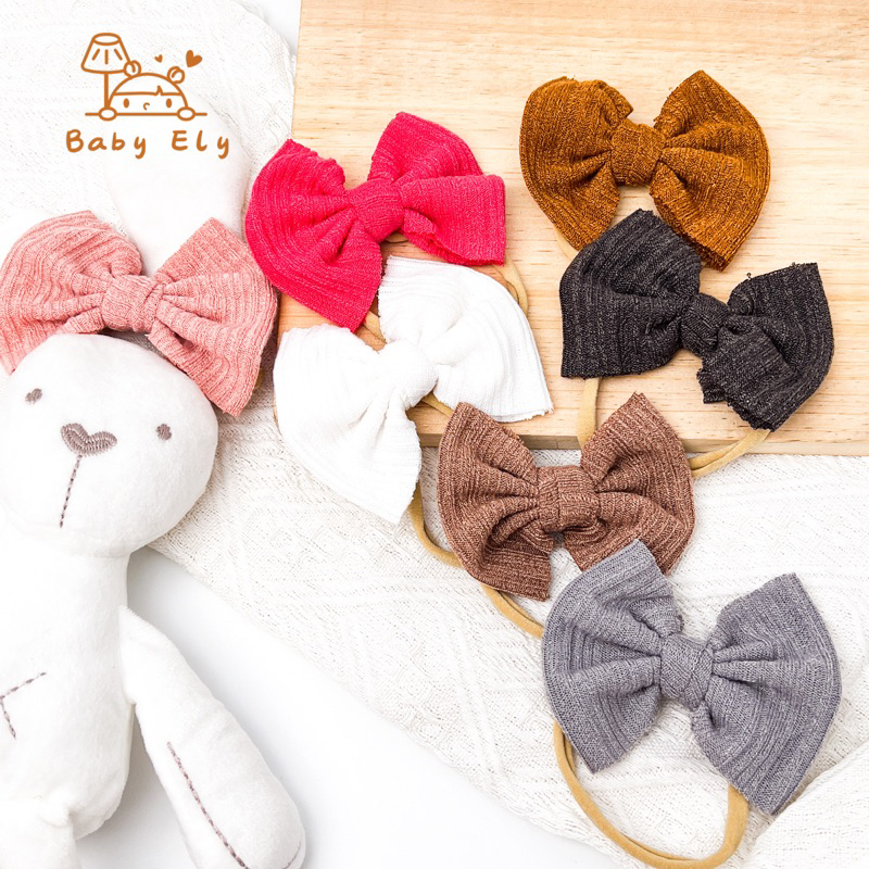 BABY ELY | 0-3th 12 warna Vivien Bandana bayi perempuan pita besar big bow premium bando newborn bay