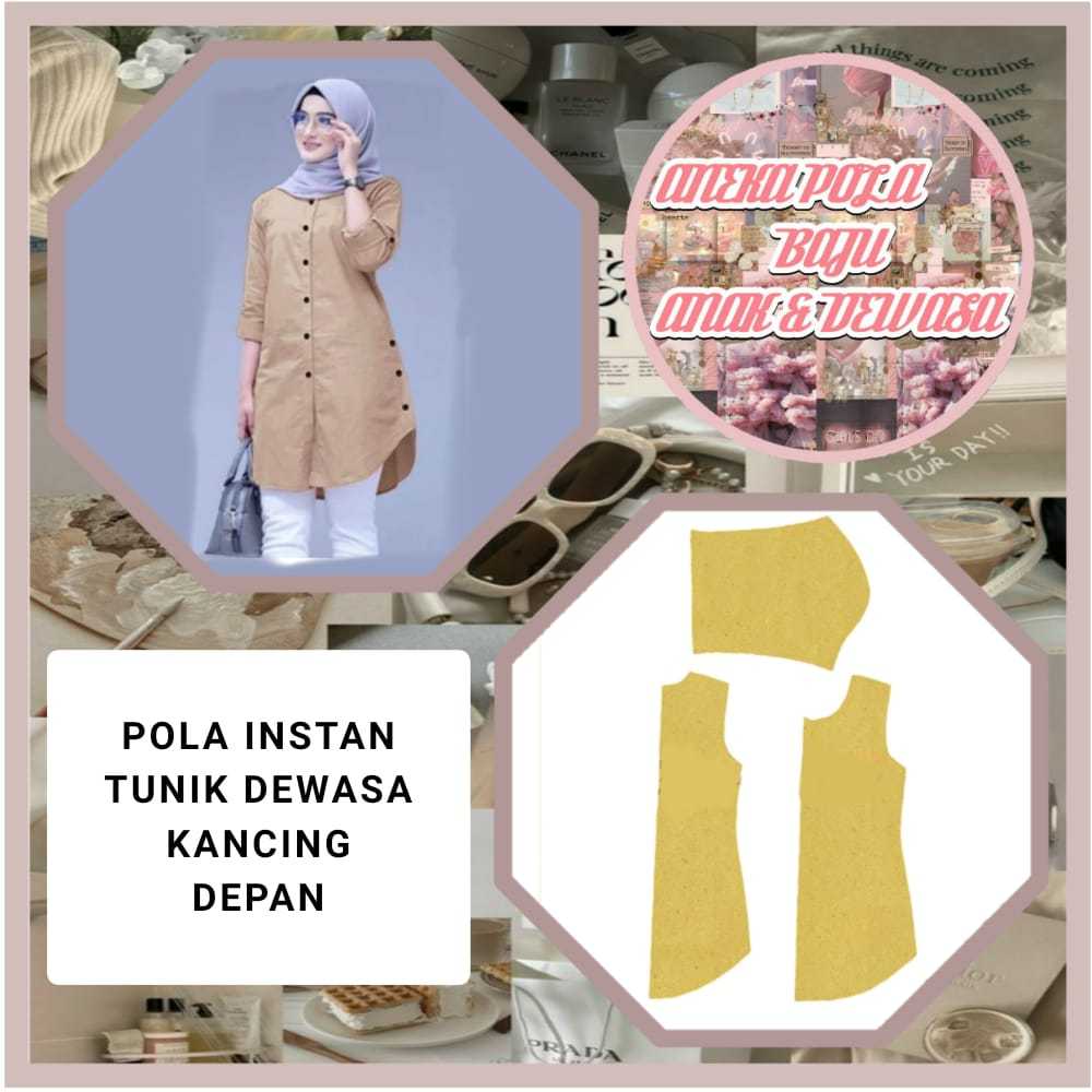 Pola Instan Tunik Dewasa Kancing Depan I Tunik Dewasa I Pola Tunik I Pola Jiplak I