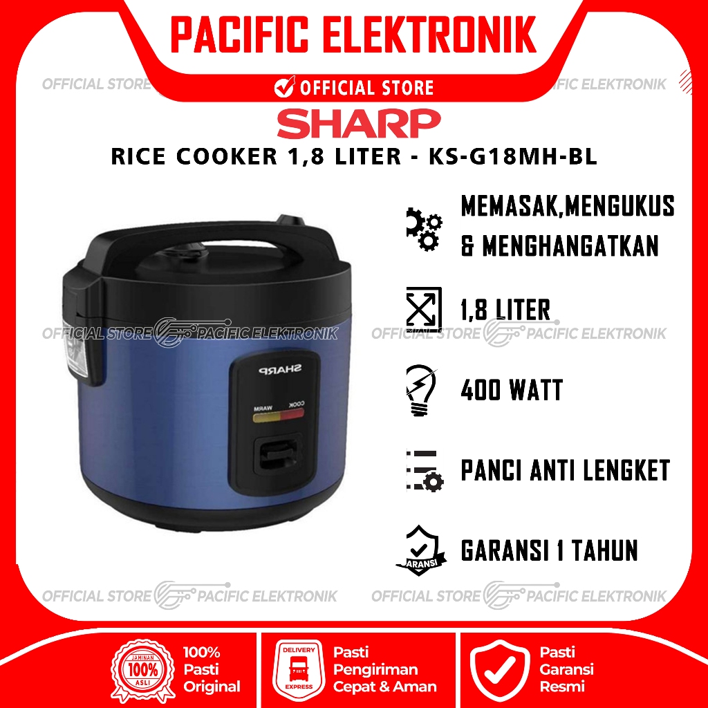 Magic Com Sharp 1.8 Liter KS-G18MH-BL/BZ / KSG18MH / KSG18 / 18MH