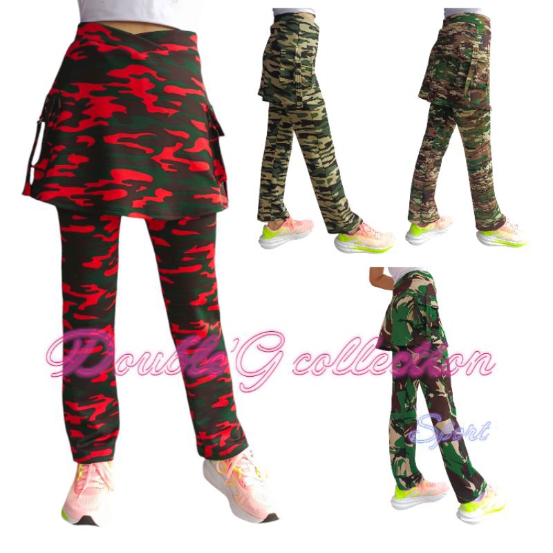double'G collection celana rok kantong loreng/ celana panjang olahraga wanita / celana training pake