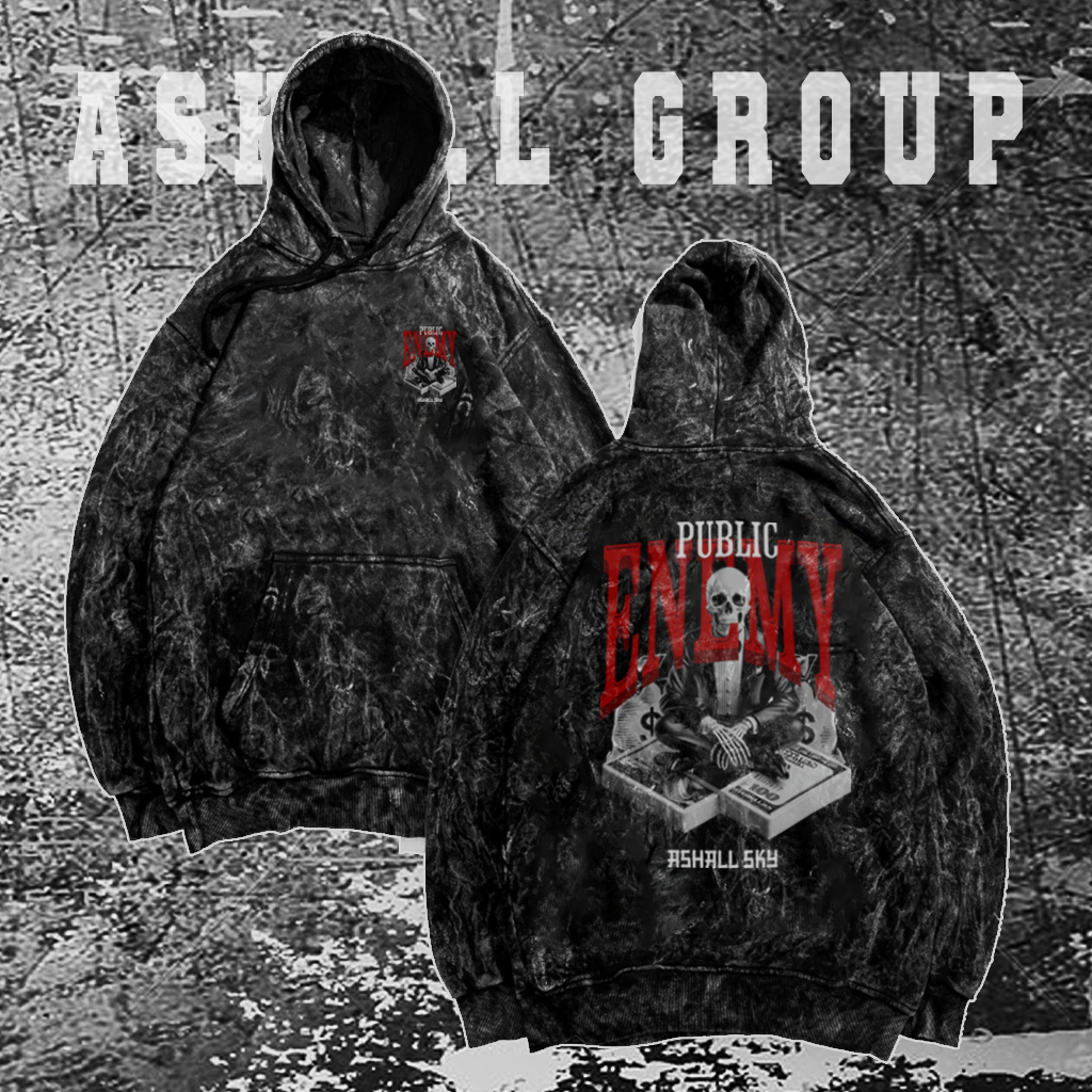 Hoodie Sandwash Washing Pria | Jaket Hoodie PUBLIC ENEMY Kekinian | Hoodie Washing Pria Hight Qualit