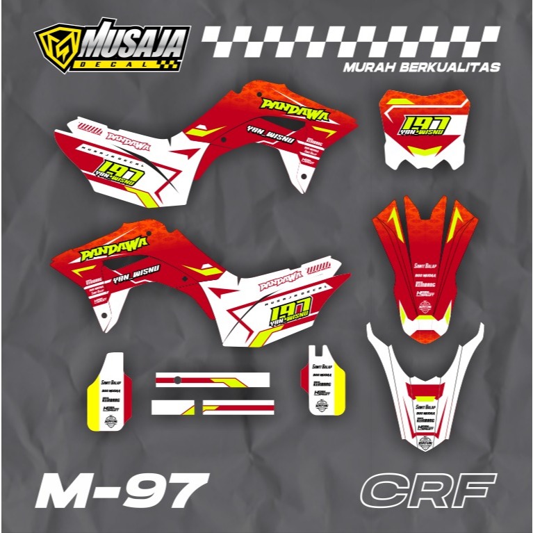 decal crf 150L full body - dekal crf 150 merah putih kuning stabilo simple