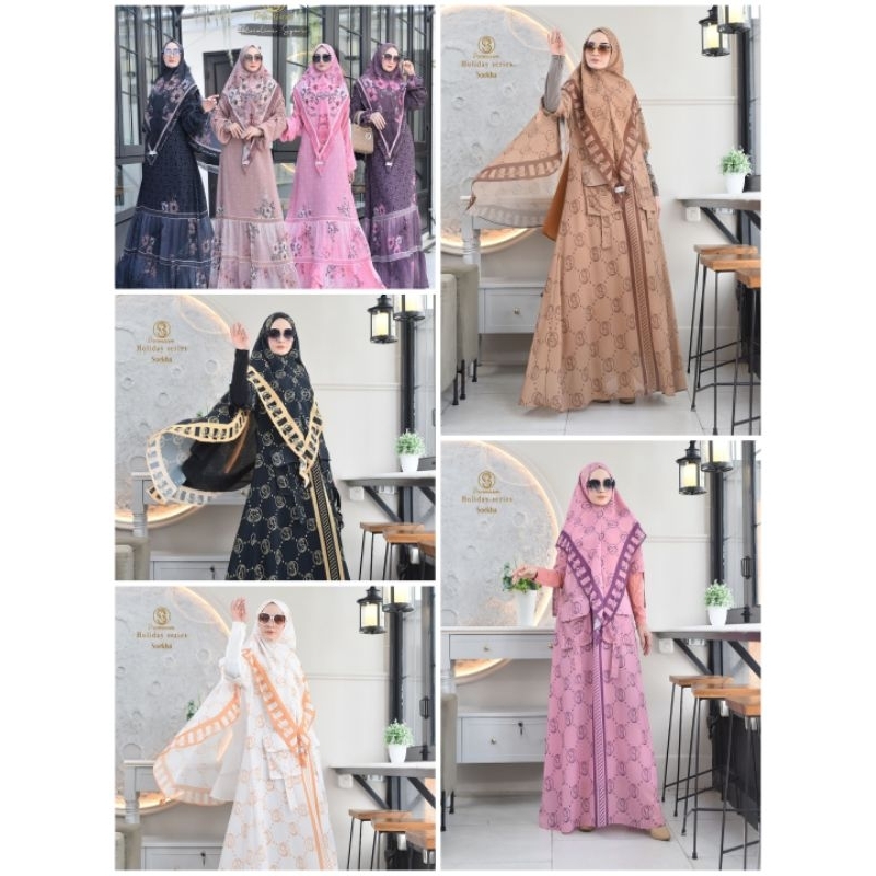 Gamis Ceruty Kekinian Mix Jersey Set Hijab Syar'i by Soekha Premium