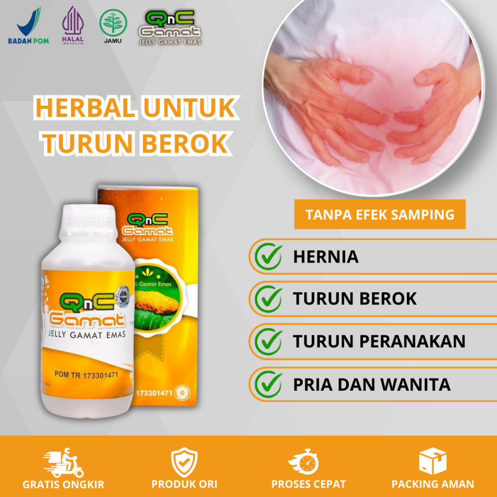 Obat Hernia Turun Berok, Obat Turun Peranakan, Turun Berok Pria dan Wanita Dengan QNC Jelly Gamat