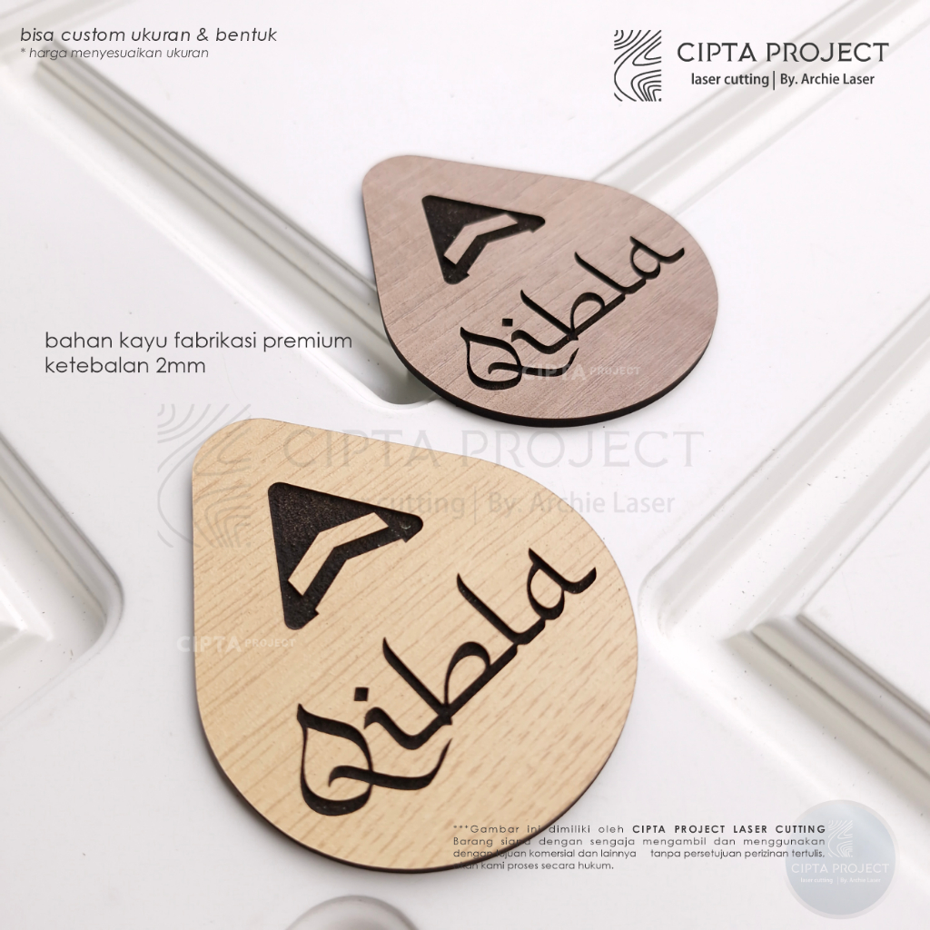 Sign Arah Kiblat Kayu Murah / Sign Board Kiblat Signage / Arah Kiblat Murah / Tempelan Kiblat