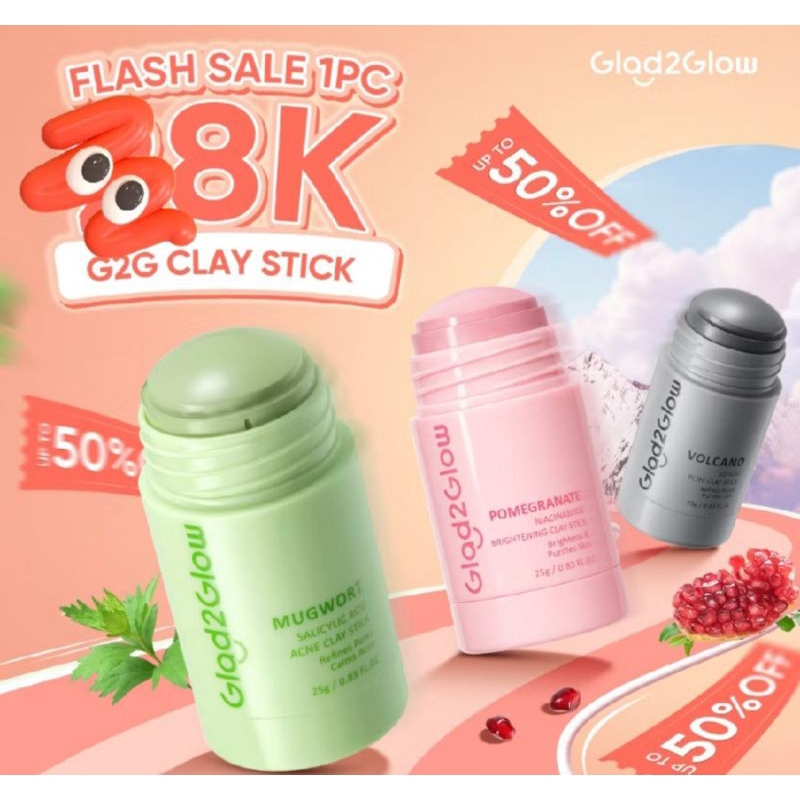 Glad2Glow Clay Stik Mask / Glad2glow Pomegranate / Glad2glow Mugwort / Glad2glow Volcano