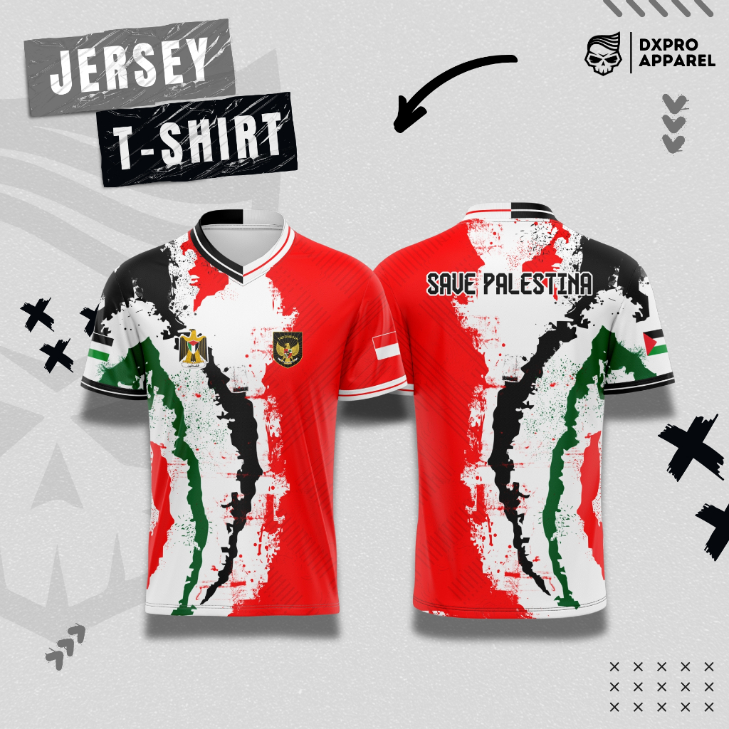Kaos Jersey Spesial Save Palestina x Indonesia 2023