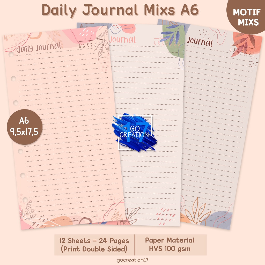 

Buku Planner Refill Kertas Isi Binder Daily Journal Motif Premium A6