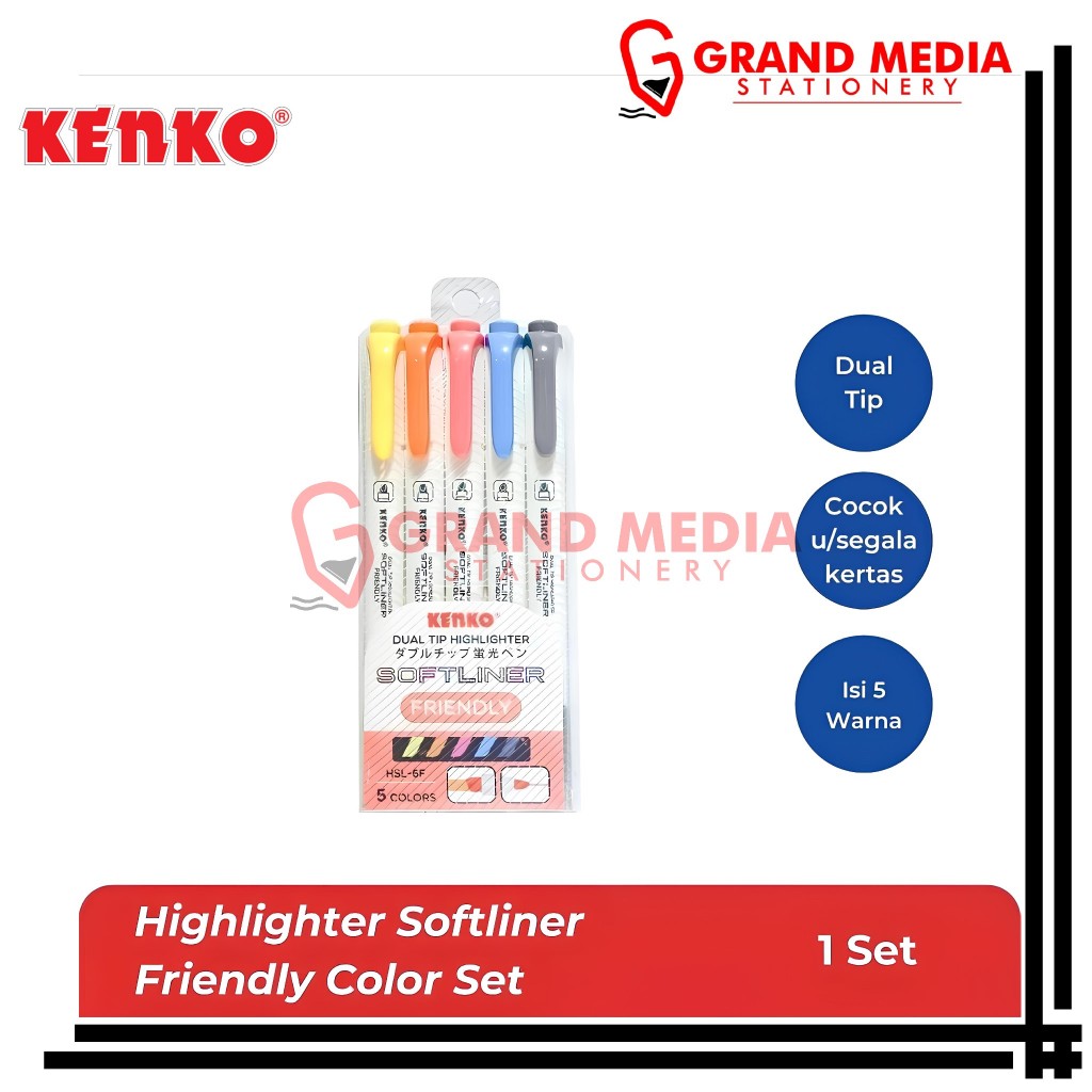 

[GRAND MEDIA] HIGHLIGHTER KENKO DUAL TIP SOFTLINER FRIENDLY HSL-6F