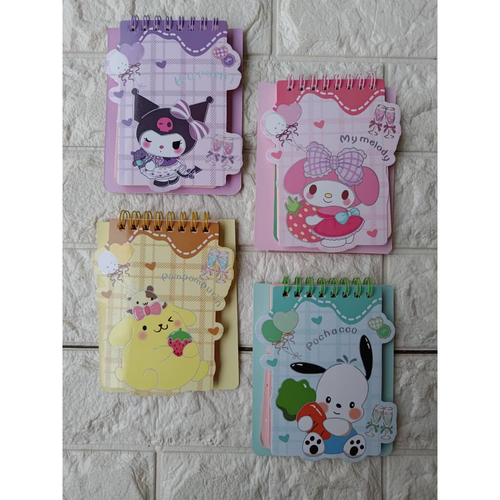 

NoteBook Ring Sanrio Buku Tulis Lucu Pochacco Purin Melody Kuromi