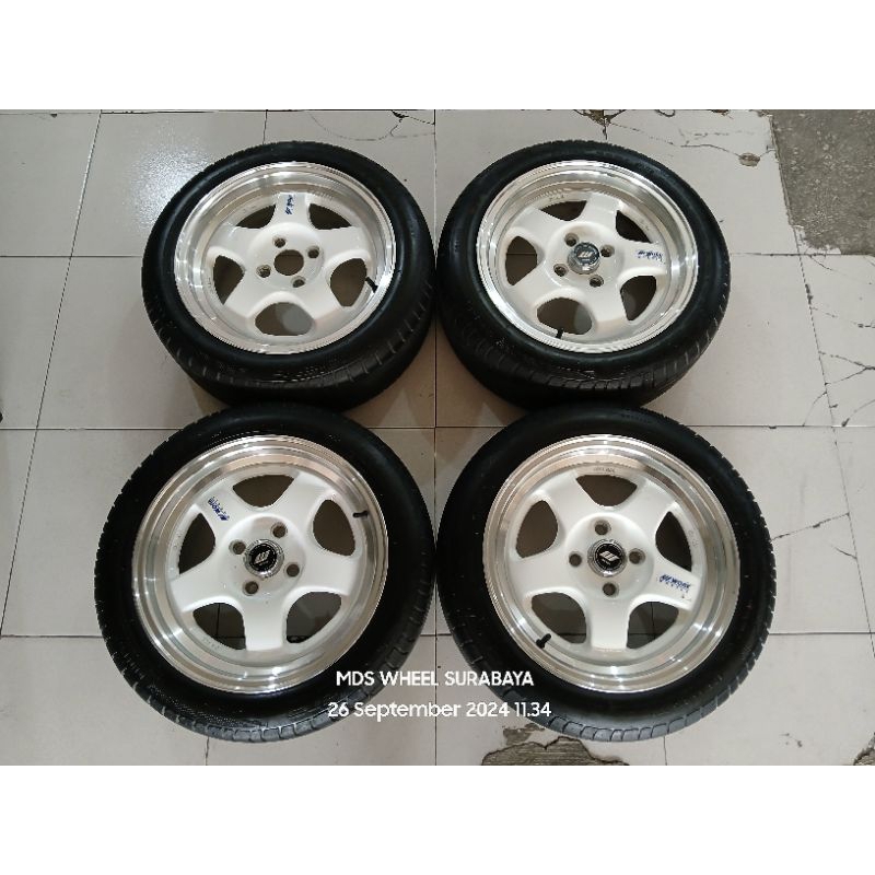 Velg bekas work meister ring15 lebar 6,5 lubang 4x100 et40 ban 175 65 r15