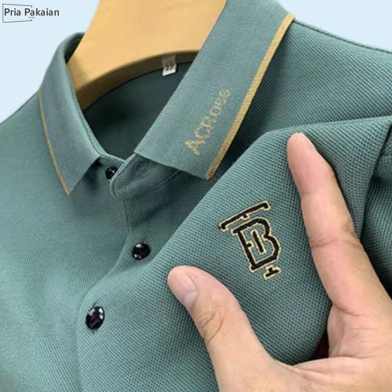Polo Shirt Pria Kaos Kerah Pria Terlaris Premium Slim Fit V Neck Kaos Polo Murah Hitam Atasan Pria L