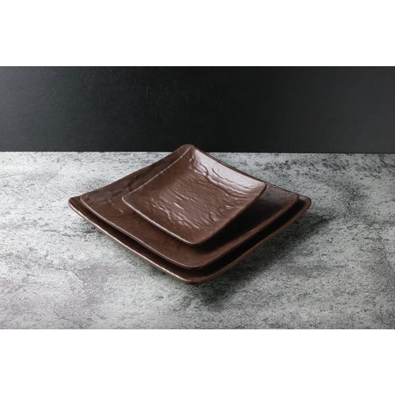 Piring kotak relief melamin stone ukuran 10 inch - piring cafe - piring restoran - melamin golden dr