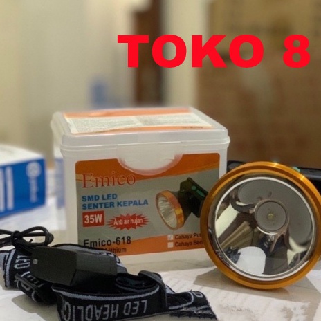 Spesial Harga SENTER KEPALA LED  HEAD LAMP 35W E618 EMICO WATER PROOF KEPALA BESAR