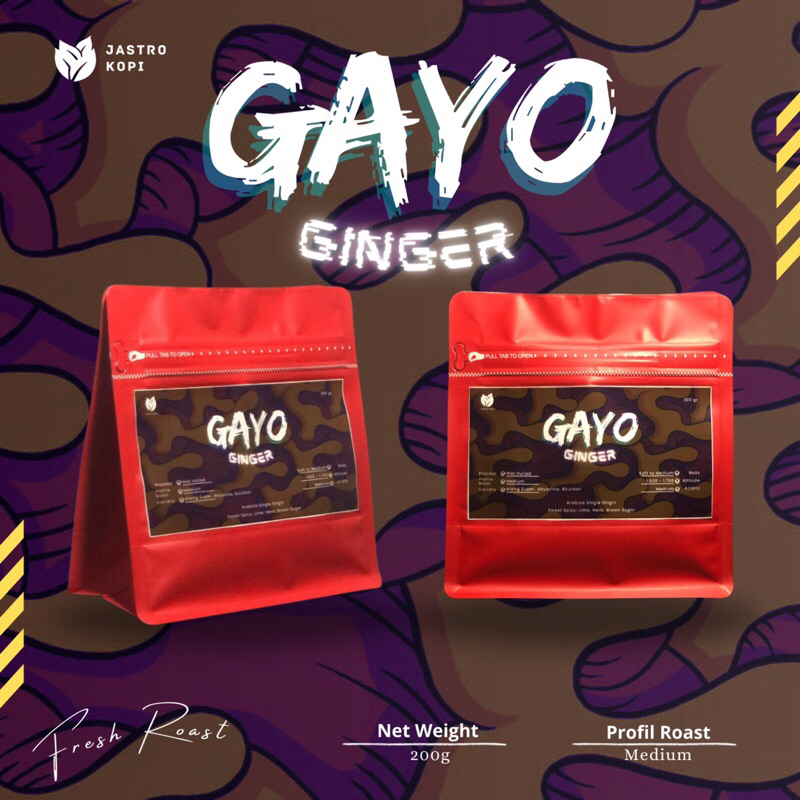 

Biji Kopi Arabika Gayo Ginger Single Origin (Roast Bean 200g)