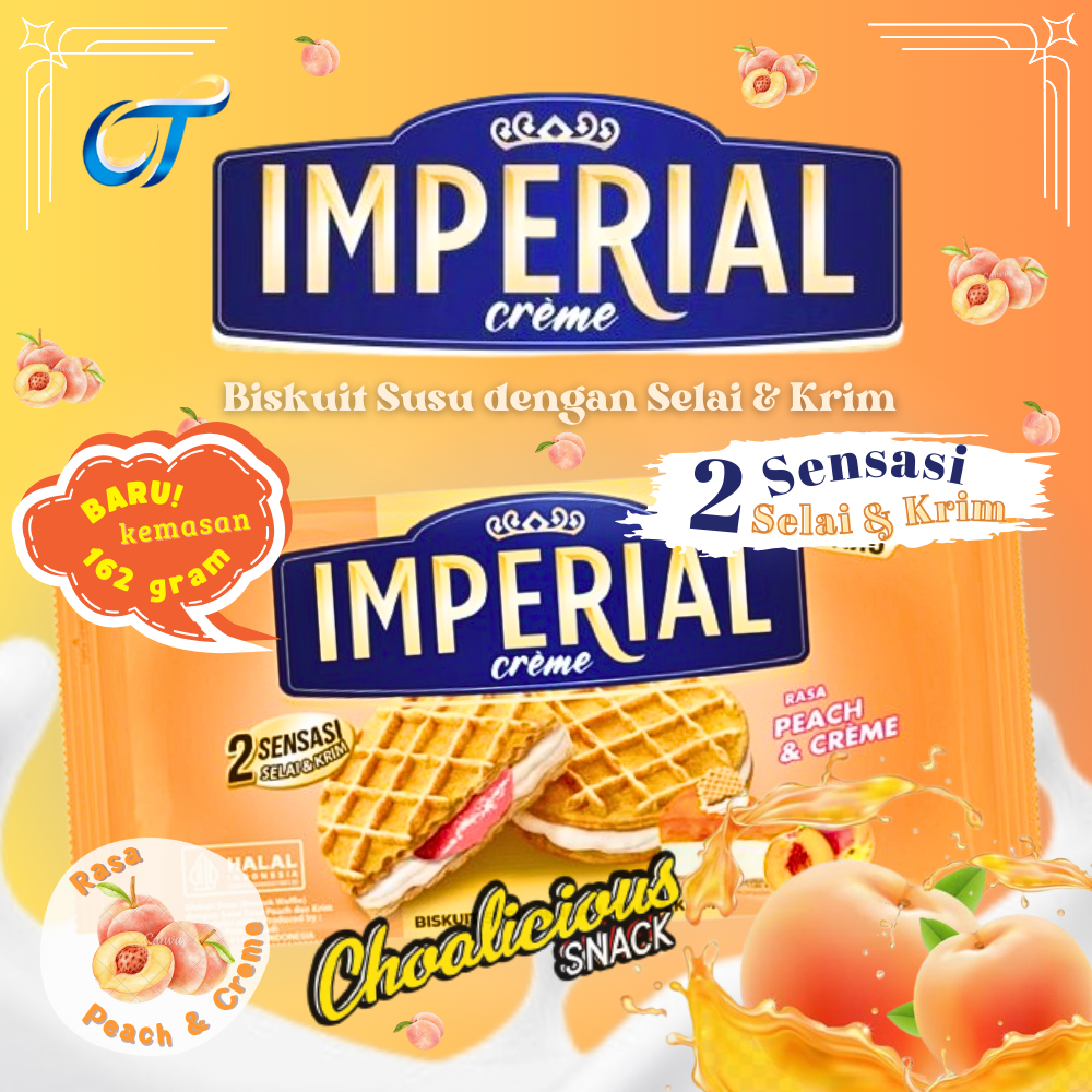 

IMPERIAL CREME Biskuit Susu dengan Selai & Krim rasa Peach & Creme 162 gram