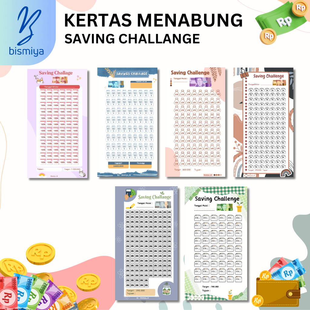 

Isi binder A6 saving challenge HVS (KERTAS SAJA) / kertas menabung A6 / loose leaf