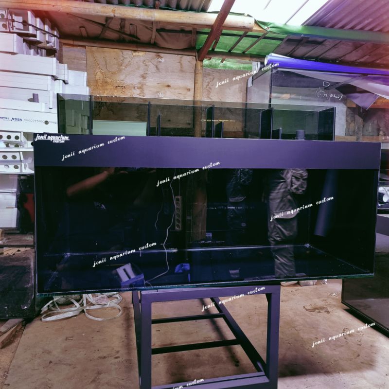aquarium 100x60x60 10mm finishing kaca gosok halus set top filter kaca dan cover aquarium kaca