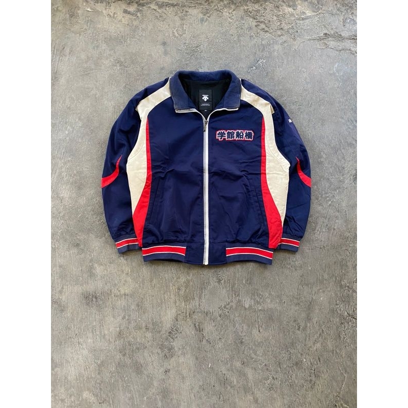 vintage baseball varsity jacket descente 3 tone colorblock